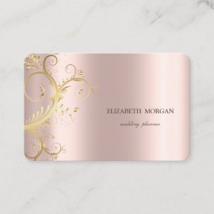 Elegant Luxury Gold Swirls Rose Gold Business Card