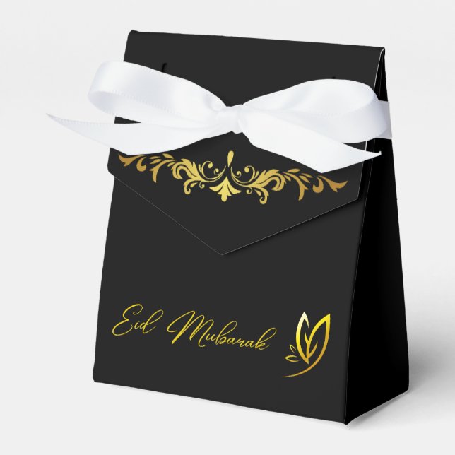 Elegant Luxury Golden Eid Mubarak Favor Box (Front Side)