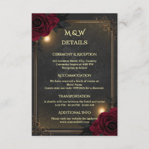 Elegant Luxury Goth Glam Wedding Enclosure Card