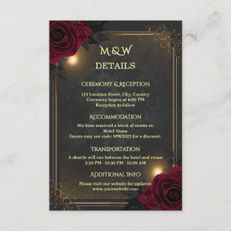 Elegant Luxury Goth Glam Wedding Enclosure Card