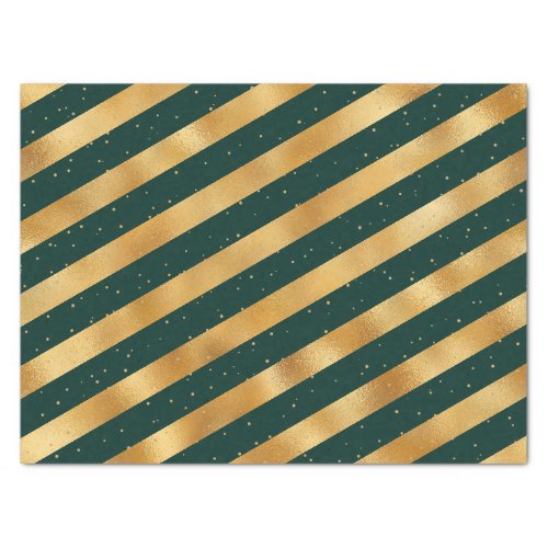 Elegant Luxury Green Gold Foil Snowy Christmas Tissue Paper