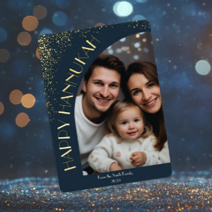 Elegant Luxury Happy Hanukkah Modern Greeting Foil Invitation