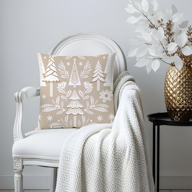 Elegant Luxury Holiday Evergreen Forest & Floral  Throw Pillow (Elegant Luxury Holiday Evergreen Forest & Floral Throw Pillow)