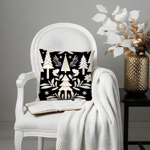 Elegant Luxury Holiday Evergreen Forest & Floral Throw Pillow