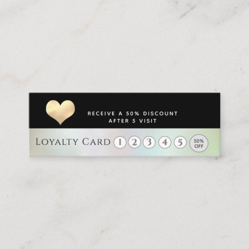 Elegant luxury holographic gold heart loyalty card