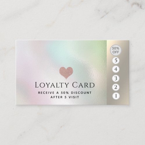 Elegant luxury holographic pink heart loyalty card