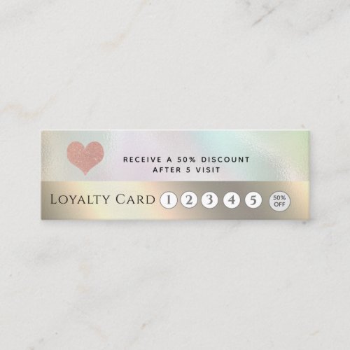 Elegant luxury holographic soft pink heart loyalty card