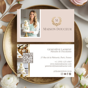 Elegant Luxury Home Baker Floral Crest Monogram Business Card