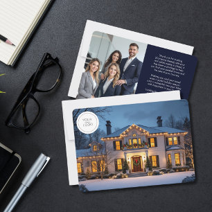 Elegant Luxury Home Real Estate Logo Photo Holiday Card