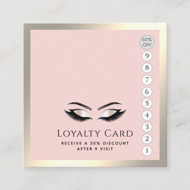 Elegant luxury lashes makeup eye aftercare loyalty card (Front)