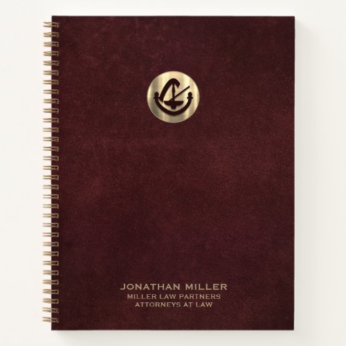 Elegant Luxury Logo Oxblood Leather Notebook