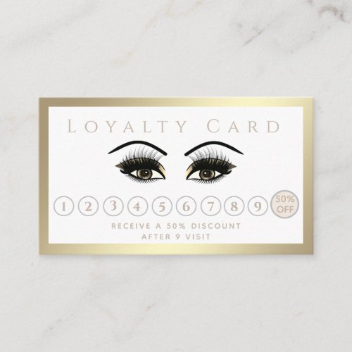 Elegant luxury luminous gold lashes makeup eyes loyalty card