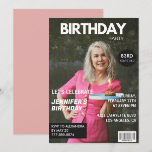 Elegant Luxury Magazine Photo 83rd birthday Invitation