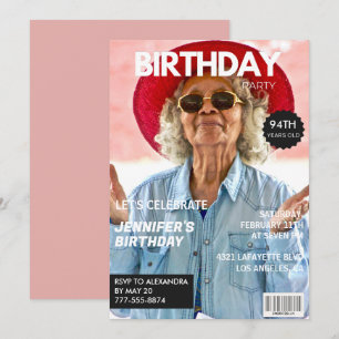 Elegant Luxury Magazine Photo 94th birthday Invitation