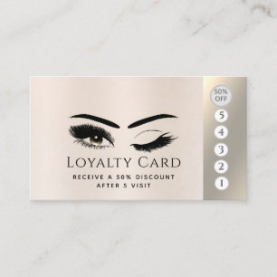 Elegant luxury metallic pearl lashes makeup eyes loyalty card