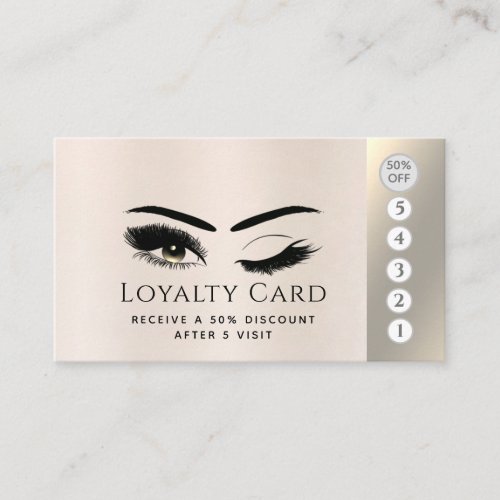 Elegant luxury metallic pearl  lashes makeup eyes loyalty card