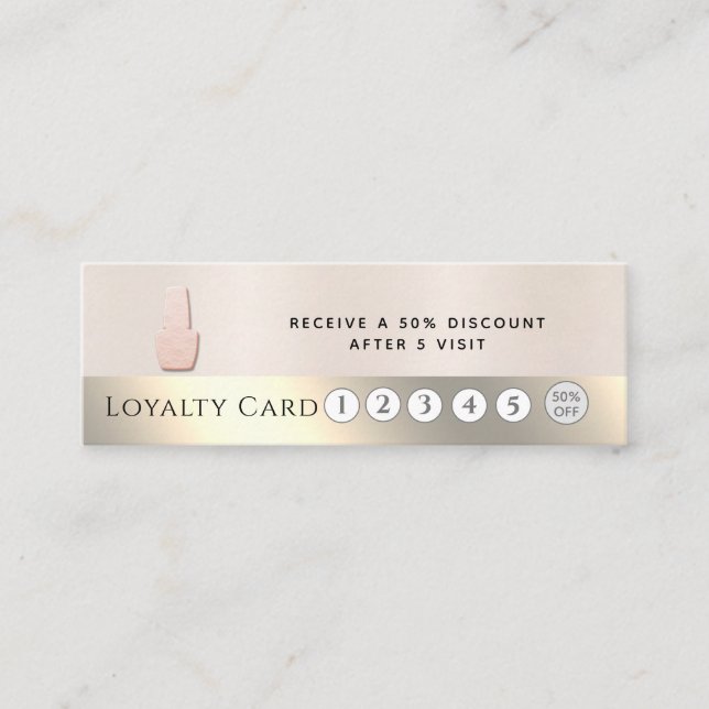 Elegant luxury metallic pearl nail salon loyalty card (Front)