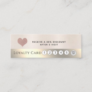 Elegant luxury metallic pearl pink heart loyalty card