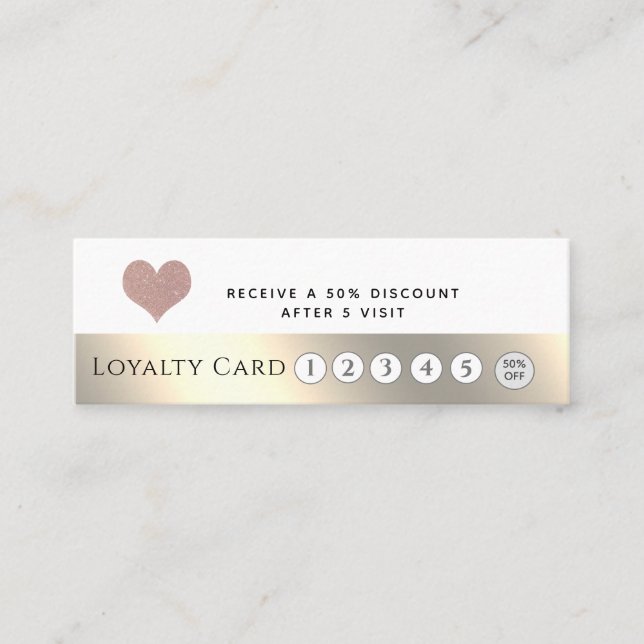 Elegant luxury metallic soft pink heart loyalty card (Front)