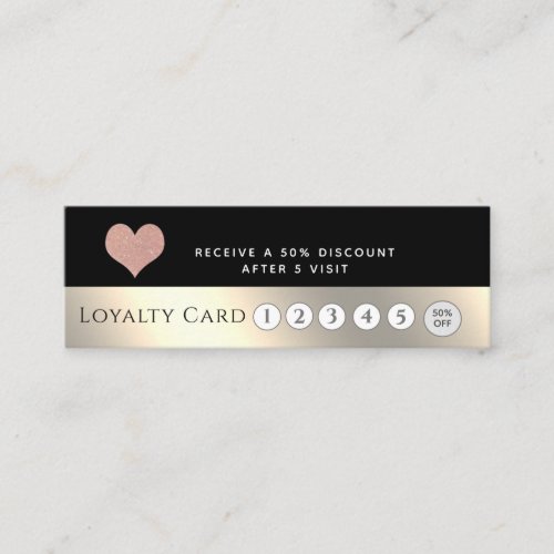 Elegant luxury metallic soft pink heart loyalty card