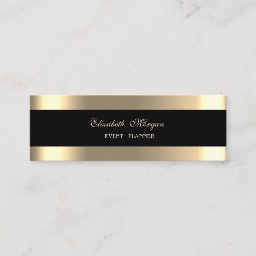 Elegant Luxury  ModernBlackGold Striped Mini Business Card