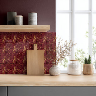 Elegant Luxury Modern Burgundy Gold Marble Ceramic Tile