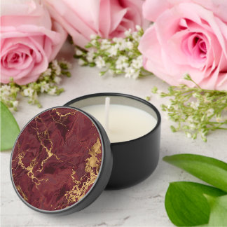 Elegant Luxury Modern Burgundy Gold Marble Mini Candle Favors