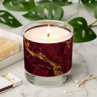 Elegant Luxury Modern Burgundy Gold Marble Scented Candle