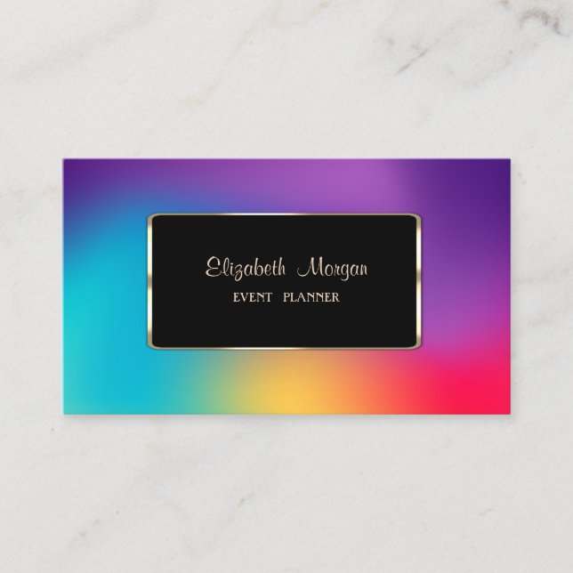 Elegant Luxury Modern Colorful Holographic Business Card (Front)