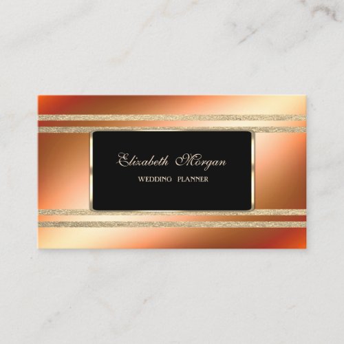 Elegant Luxury Modern Faux Gold Glittery Stripes Business Card