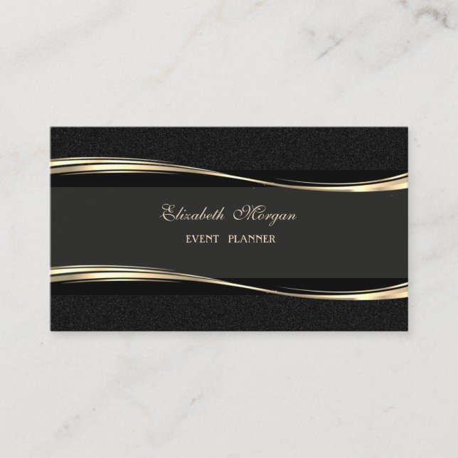 Elegant Luxury  Modern,Gold,Black Business Card (Front)