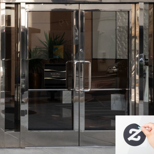 Elegant Luxury  Modern,Gold,Black Window Cling (Office Door)