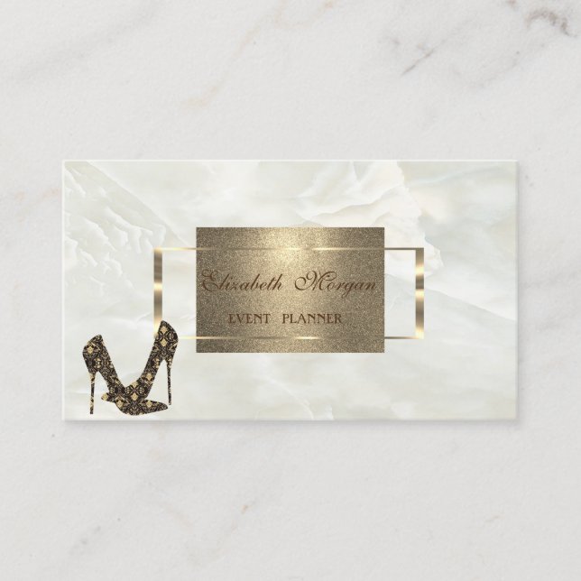 Elegant Luxury  Modern,Gold Frame ,Marble Business Card (Front)