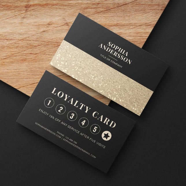 Elegant Luxury Modern Gold Glitter Minimalist Loyalty Card (Creator Uploaded)