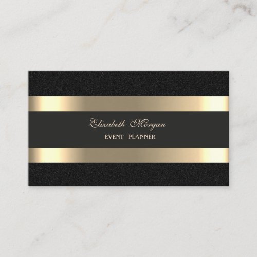 Elegant Luxury  ModernGold StripedBlack Business Card