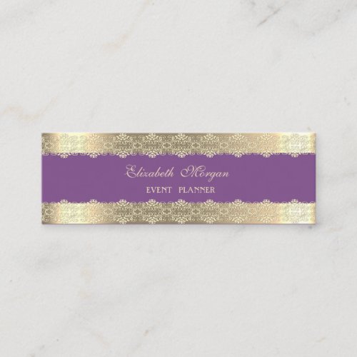 Elegant Luxury  ModernGold StripedLace Mini Business Card