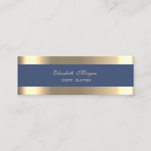 Elegant Luxury  ModernGold StripedNavy Blue Mini Business Card