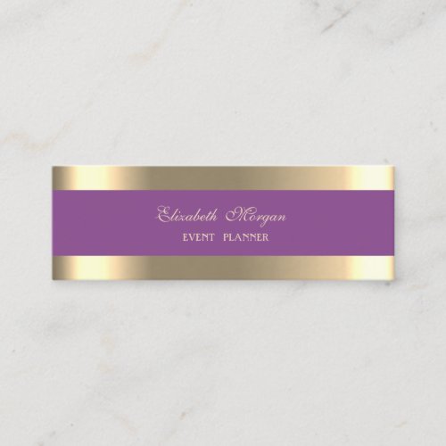 Elegant Luxury  ModernGold StripedViolet Mini Business Card