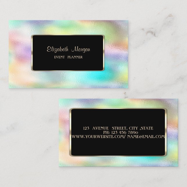 Elegant Luxury Modern Holographic Colorful Business Card (Front/Back)