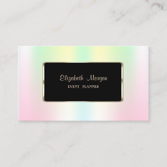 Elegant Luxury Modern Holographic Iridescent Business Card (Front)