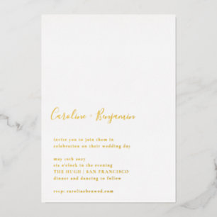 Elegant Luxury Modern Minimalist Wedding Gold Foil Invitation