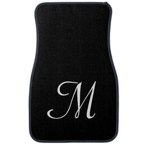 Elegant Luxury Monogram Script Black White Car Floor Mat