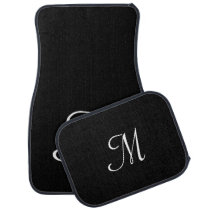 Elegant Luxury Monogram Script Black White Custom Car Floor Mat Elegant Luxury Monogram Script Black White Custom Car Floor Mat