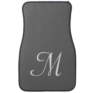 Elegant Luxury Monogram Script Grey White Car Floor Mat
