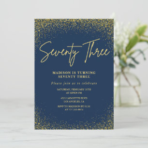 Elegant Luxury Navy Gold Glitter 73rd birthday Invitation