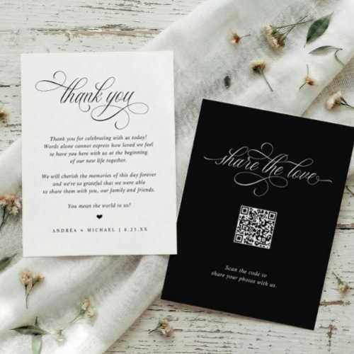 Elegant Luxury Old Money Wedding Photo Sharing Thank You Card