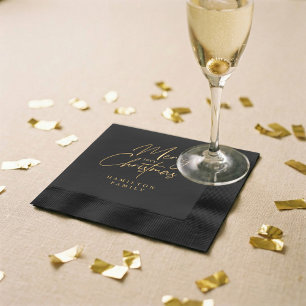 Elegant Luxury Personalized Merry Christmas Script Foil Napkins