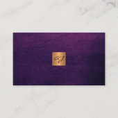 Elegant luxury purple leather copper gold monogram business card (Front)