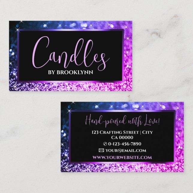 Elegant Luxury Purple Pink Sparkling Glitter  Business Card (Front/Back)