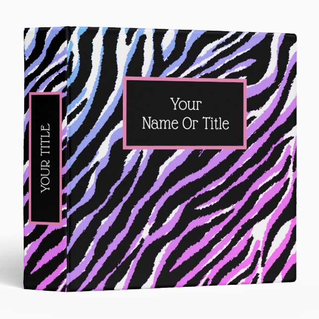 Elegant Luxury Purple Silver Tiger 3 Ring Binder (Front/Spine)